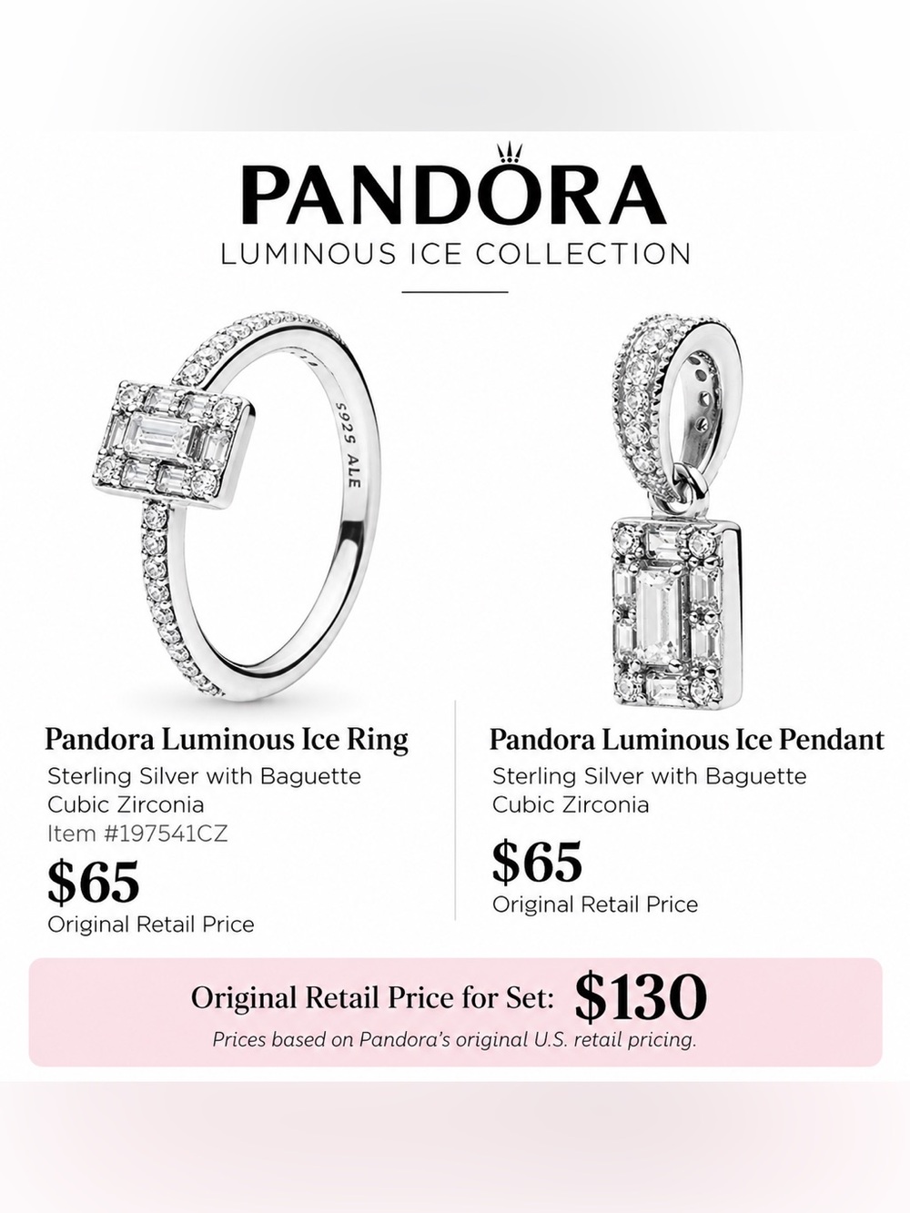 Pandora Luminous Ice Sterling Silver Ring with Clear Stones